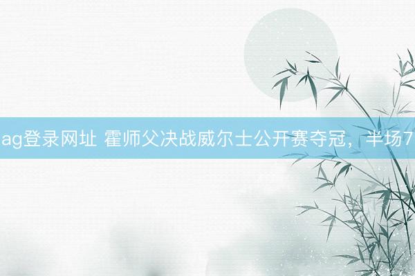 ag登录网址 霍师父决战威尔士公开赛夺冠，半场7