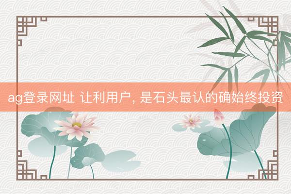 ag登录网址 让利用户, 是石头最认的确始终投资