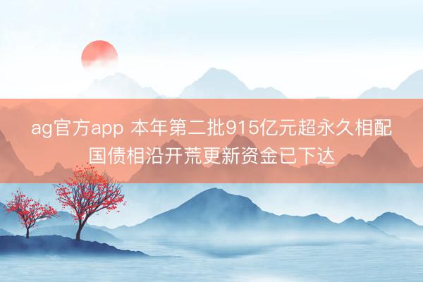 ag官方app 本年第二批915亿元超永久相配国债相沿开荒更新资金已下达